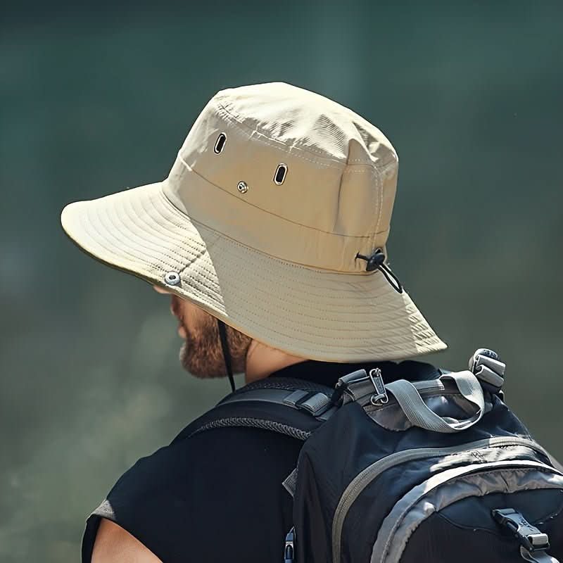 Wide Brim Sun Hat With Breathable Vents and Adjustable Chin Strap