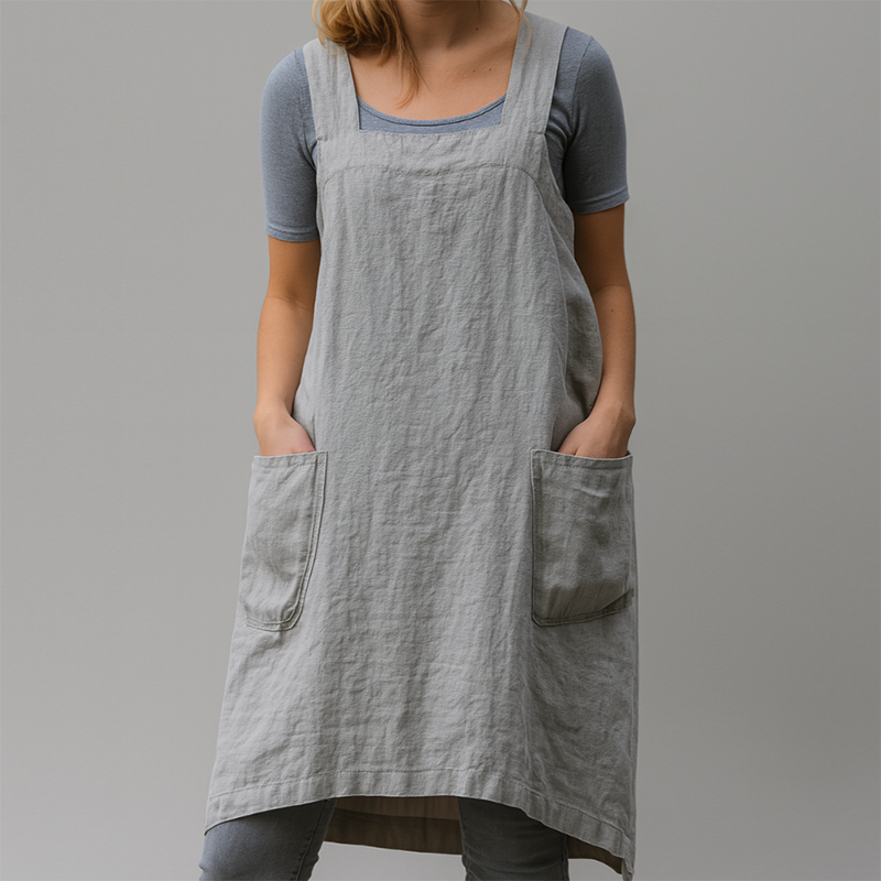Women's apron dress - Adjustable fit, cross-back design and pockets