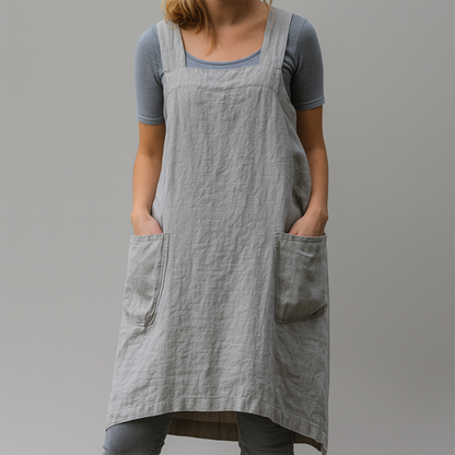 Women's apron dress - Adjustable fit, cross-back design and pockets