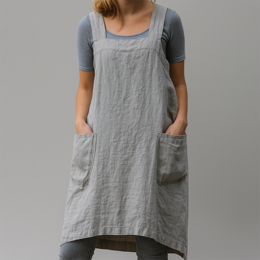 Women's apron dress - Adjustable fit, cross-back design and pockets