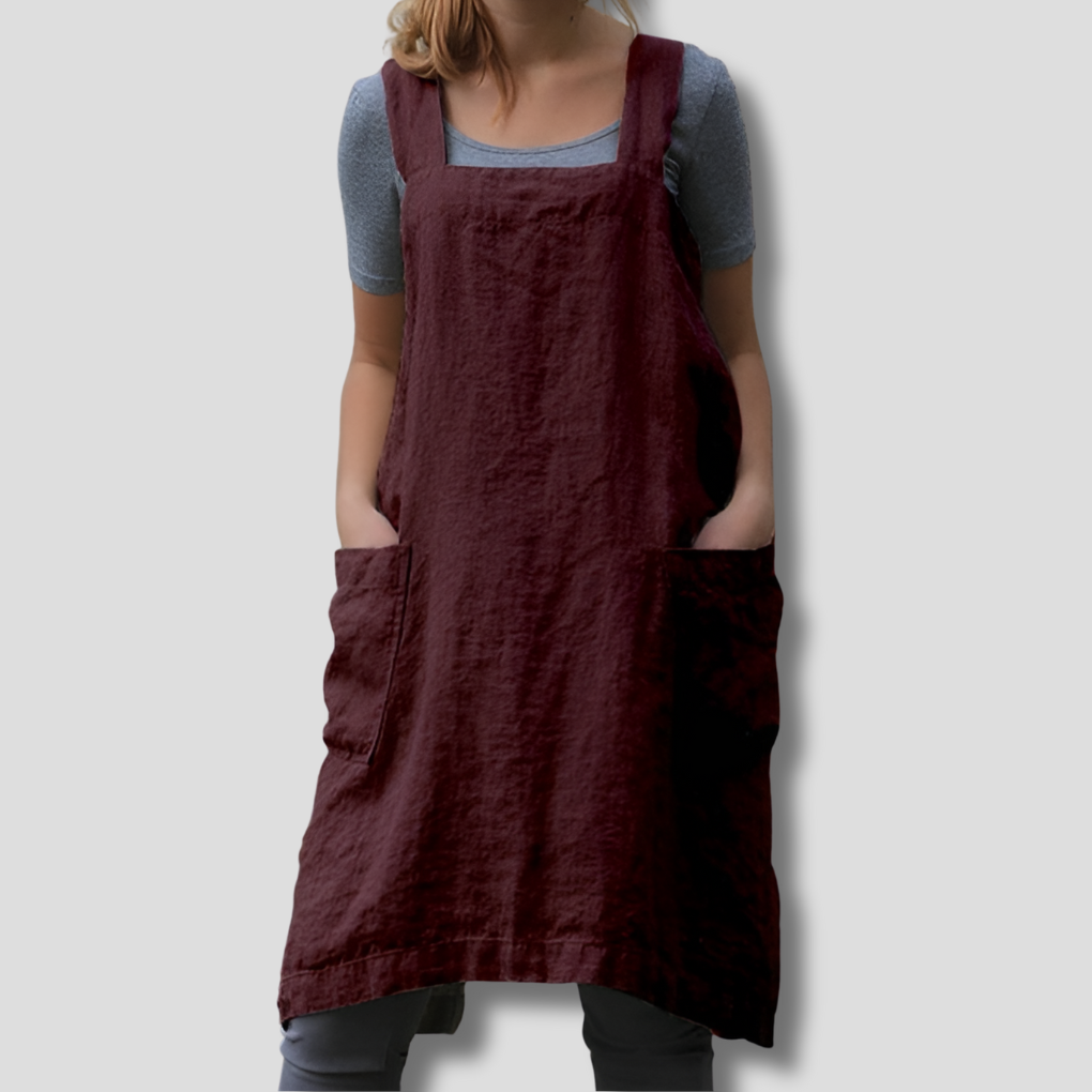 Women's apron dress - Adjustable fit, cross-back design and pockets