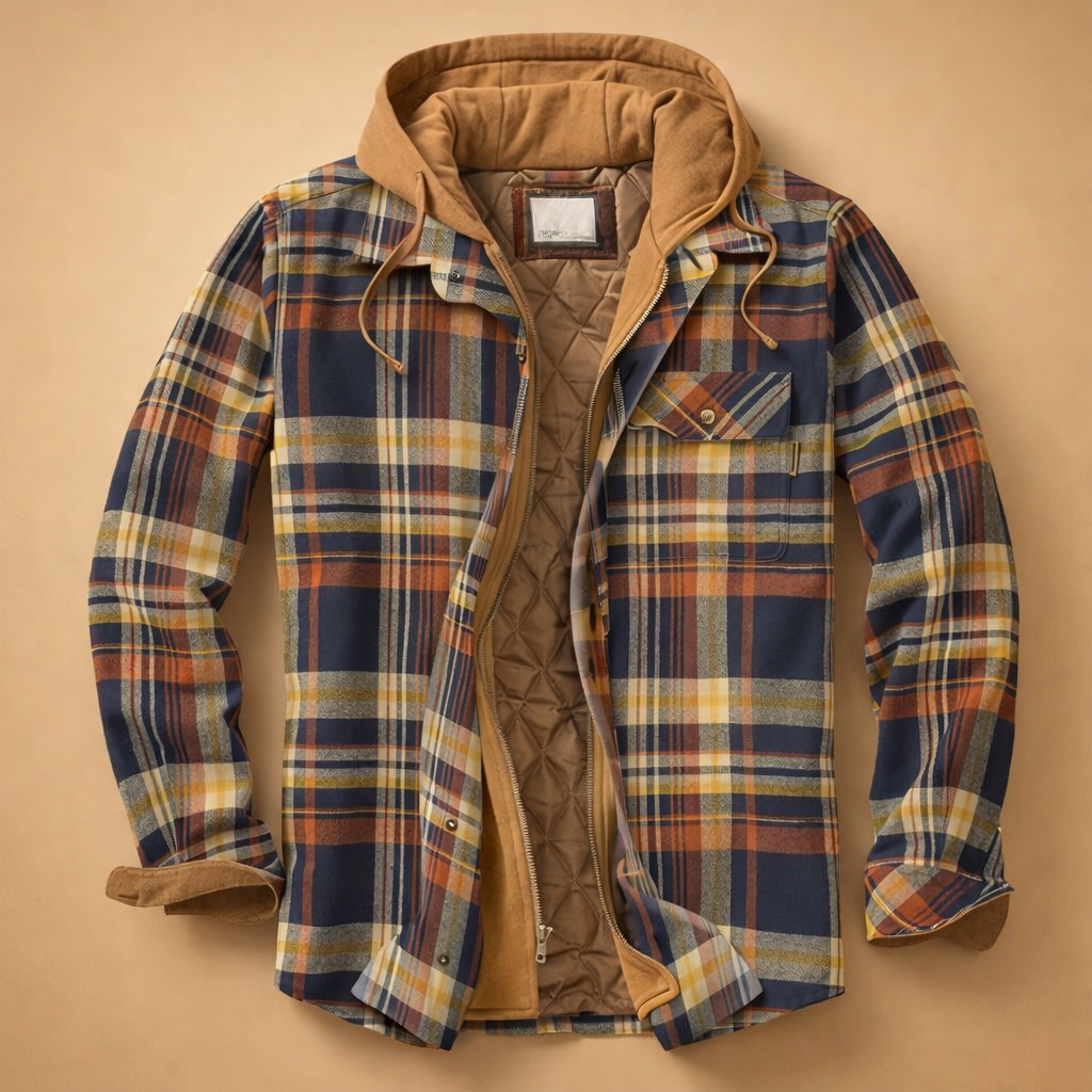 Men's Hooded Jacket with Front Closure - Versatile Style