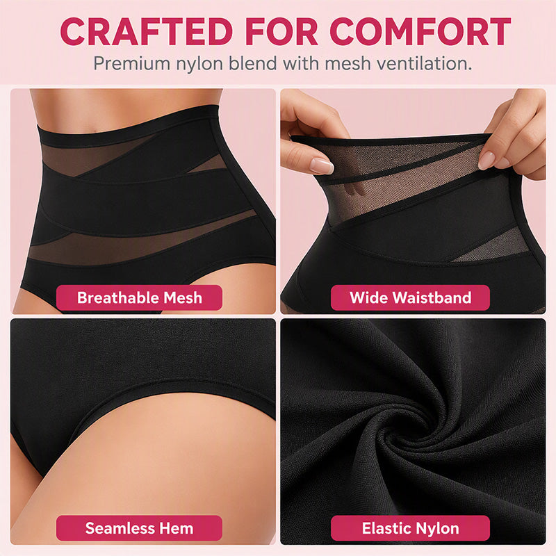 Plus-Size High-Waist Cross Tummy Control Panties