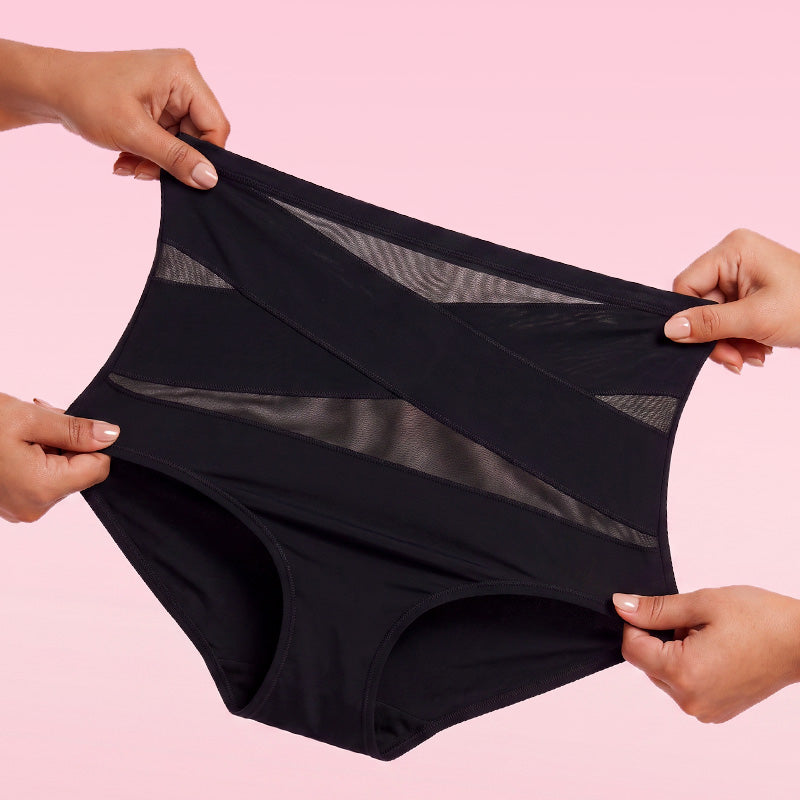 Plus-Size High-Waist Cross Tummy Control Panties