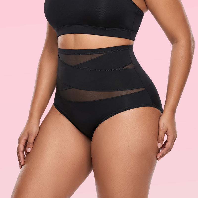 Plus-Size High-Waist Cross Tummy Control Panties