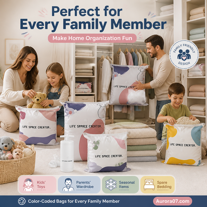 No‑Pump Vacuum Storage Bags – Press & seal, no pump needed. Saves 80% space, keeps clothes dry & dust‑free