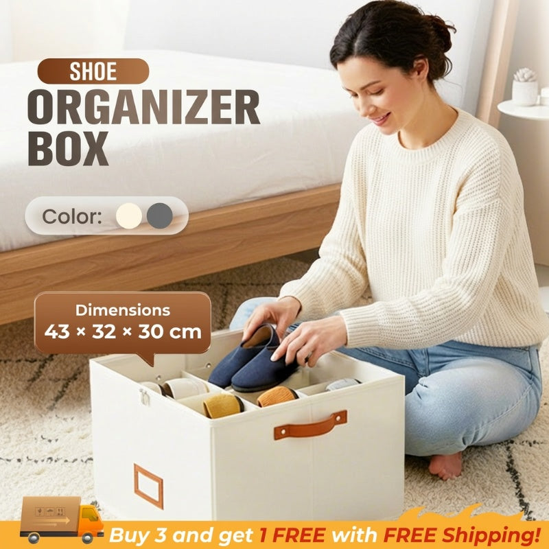 Fabric Shoe Organiser Storage Box – Foldable, Large Capacity, Dustproof & Breathable for Closet & Bedroom