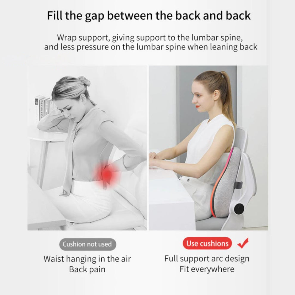 Memory foam lumbar support pillow for office, car and daily comfort
