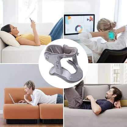 Neck traction device with heat for adjustable cervical support