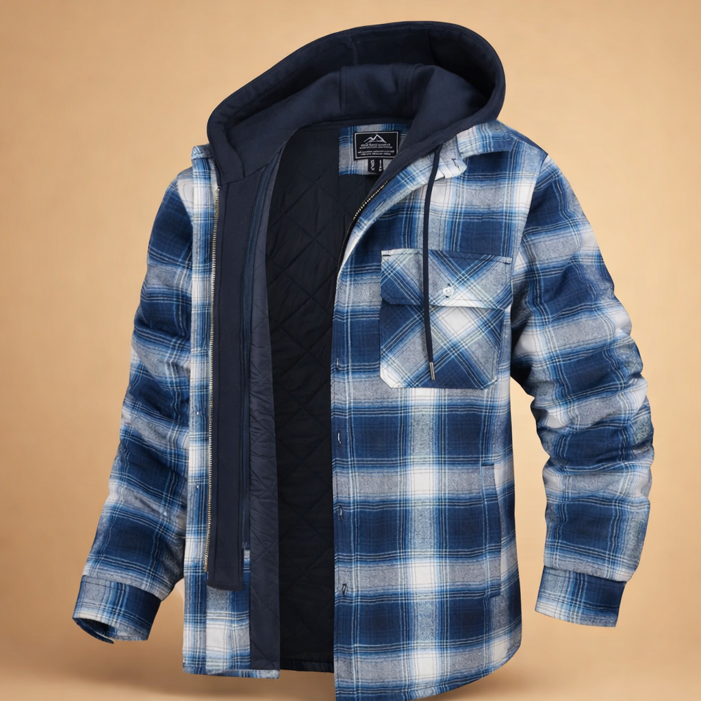 Men's Hooded Jacket with Front Closure - Versatile Style