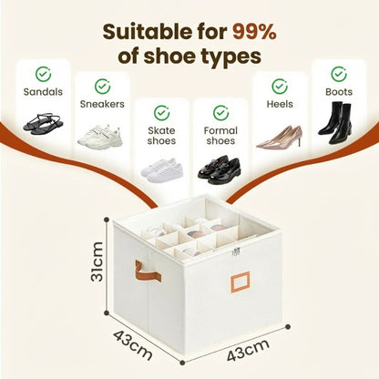 Fabric Shoe Organiser Storage Box – Foldable, Large Capacity, Dustproof & Breathable for Closet & Bedroom
