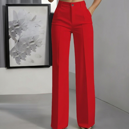 Women’s Minimalist White Polyester Pants with Elegant Casual Design