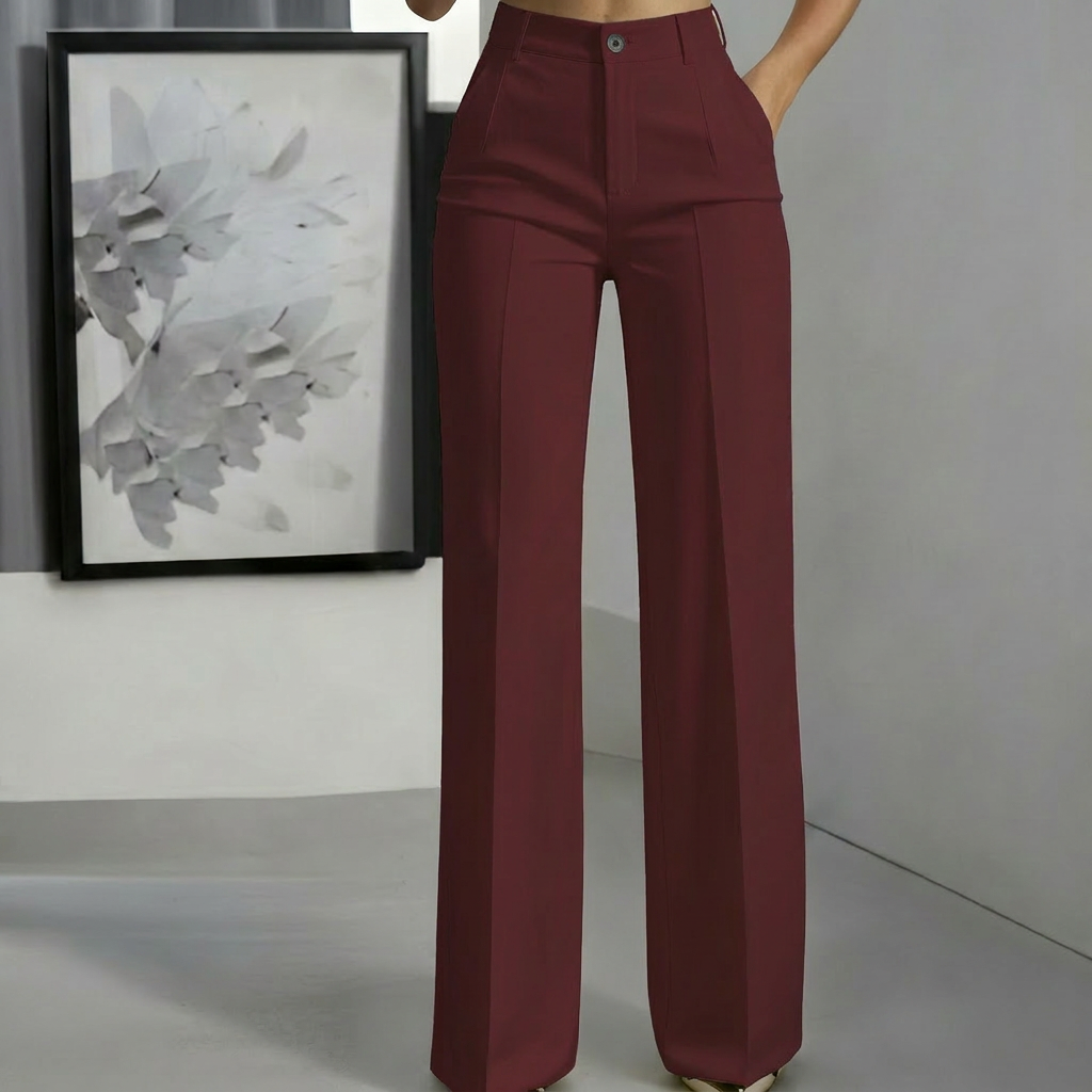 Women’s Minimalist White Polyester Pants with Elegant Casual Design