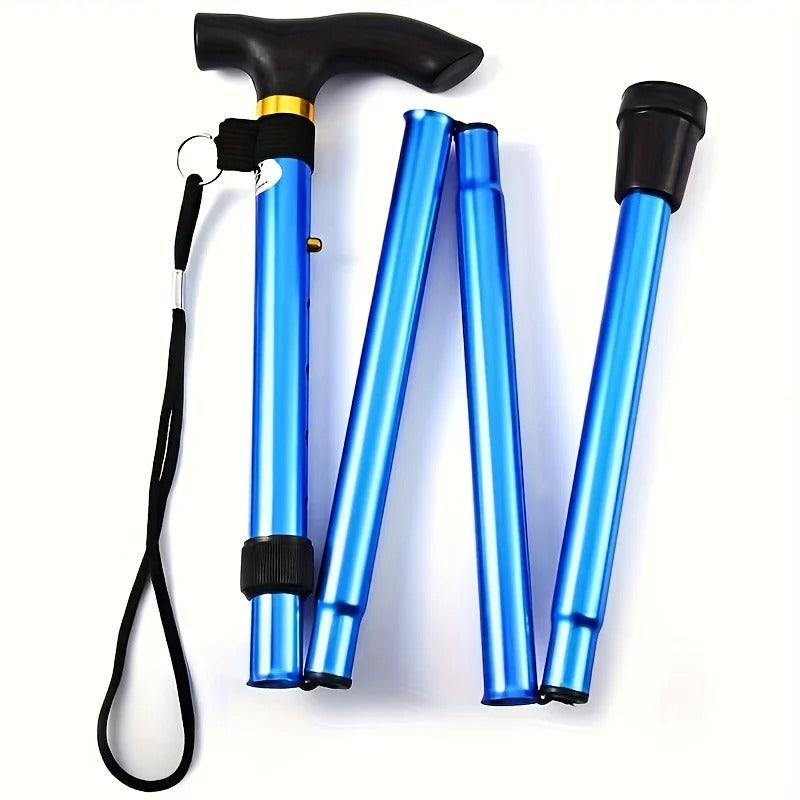 Adults' Adjustable Folding Telescopic Walking Stick for Enhanced Mobility