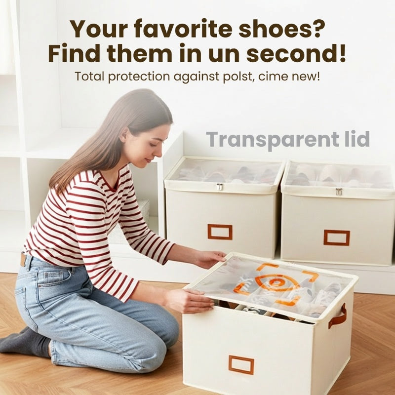Fabric Shoe Organiser Storage Box – Foldable, Large Capacity, Dustproof & Breathable for Closet & Bedroom