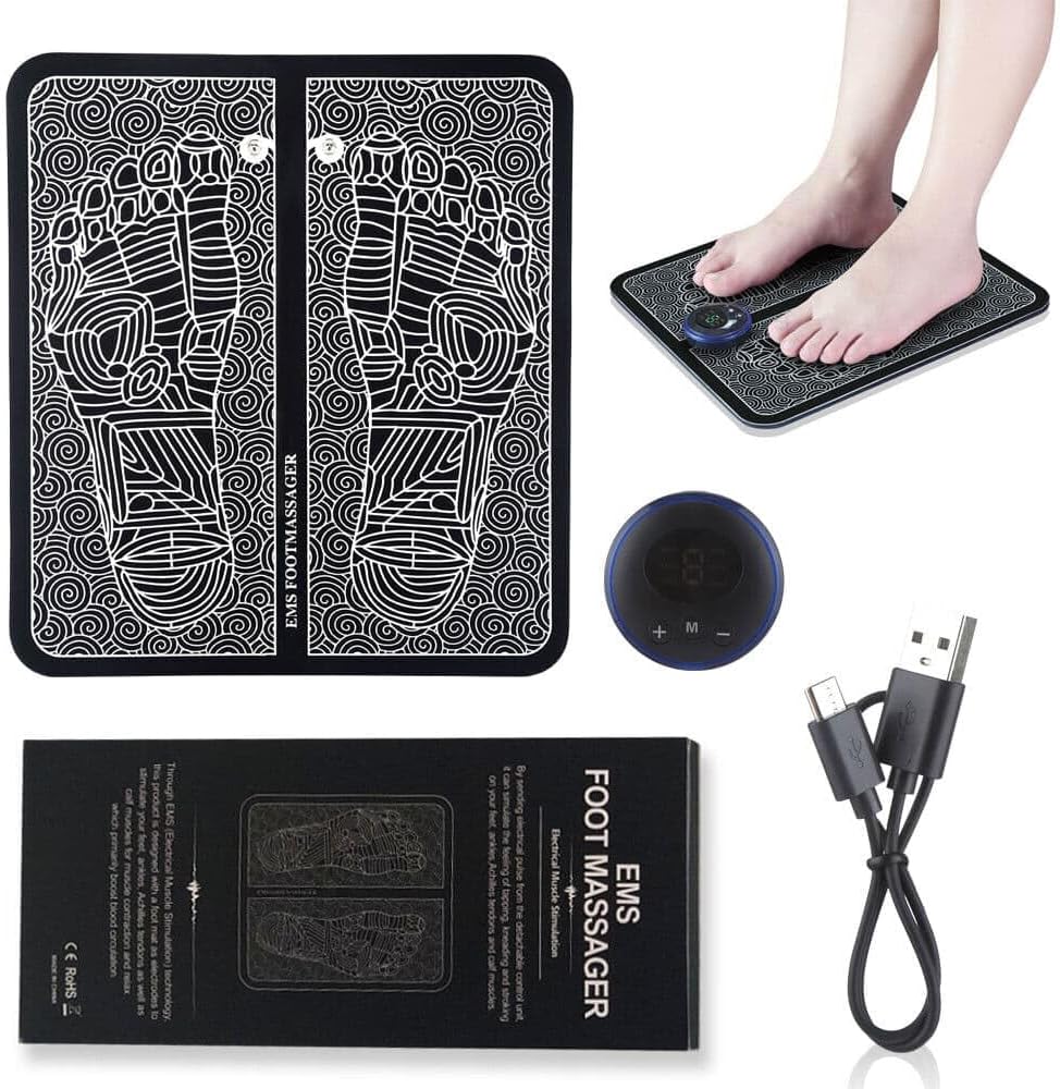 EMS foot massage mat - 6 modes, 9 intensity levels, foldable design