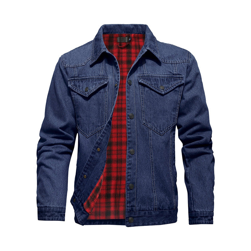 Men's denim jacket - Flannel lined, button front and chest pockets