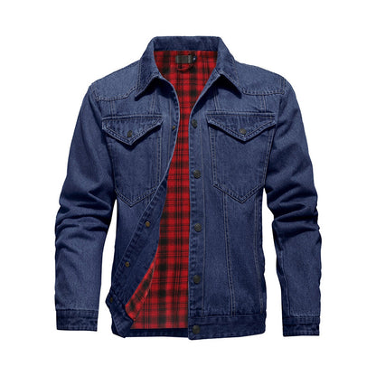 Men's denim jacket - Flannel lined, button front and chest pockets