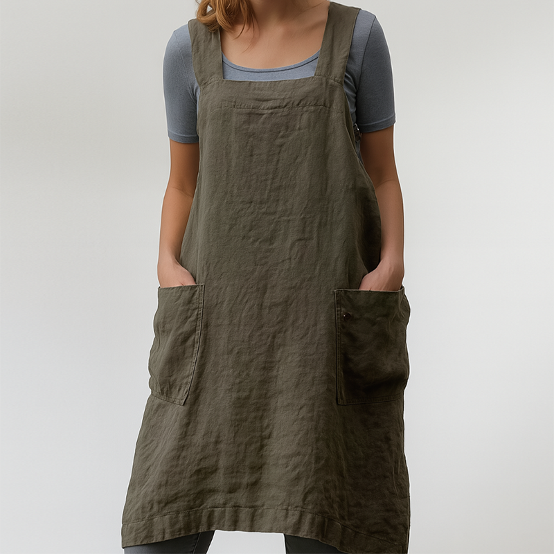 Women's apron dress - Adjustable fit, cross-back design and pockets
