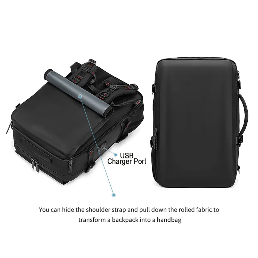 Large travel backpack with USB port, shoe compartment & Anti-theft pocket