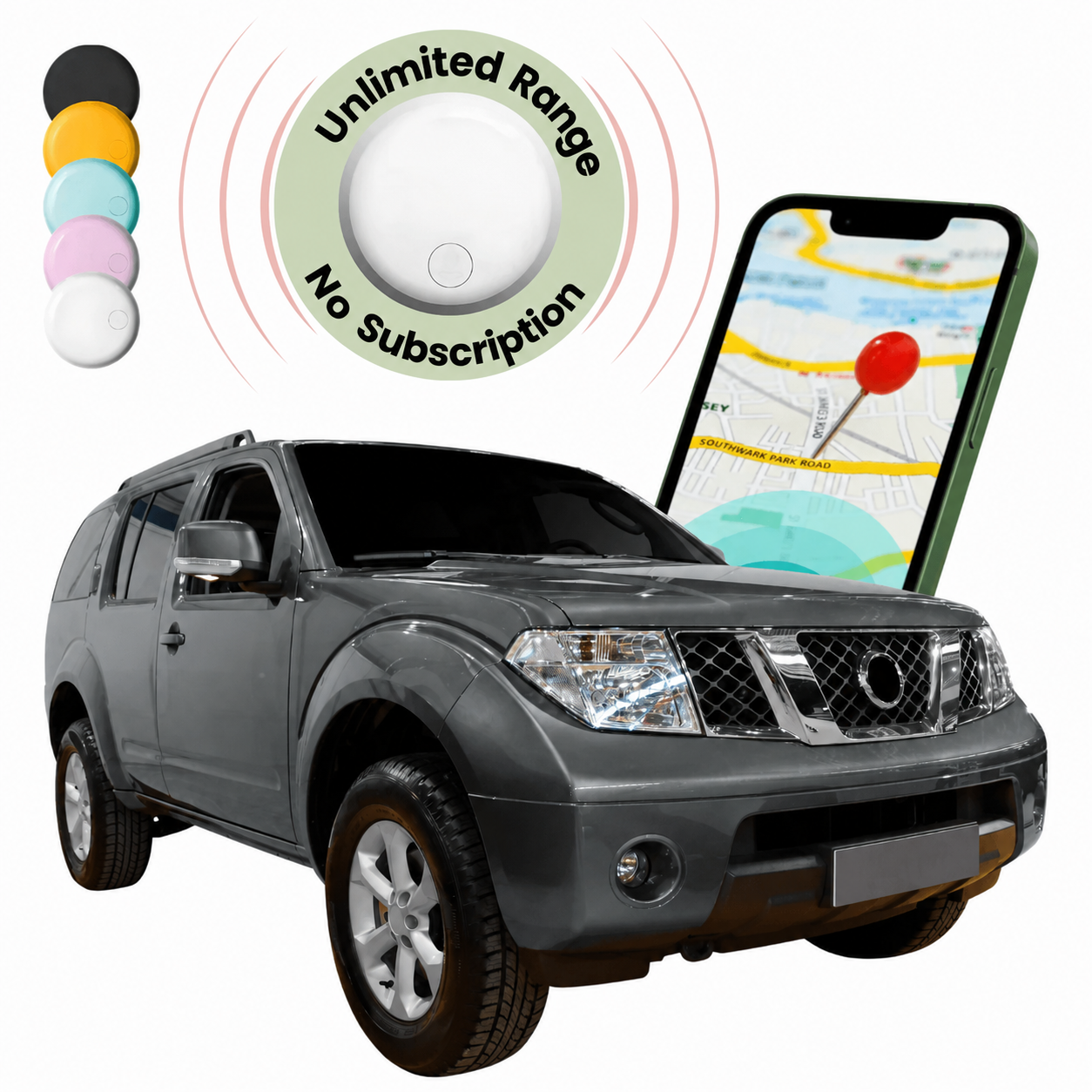 Car GPS Tracker - No Subscription - Accurate 24/7 Tracking, iOS / Android
