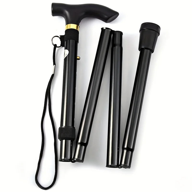 Adults' Adjustable Folding Telescopic Walking Stick for Enhanced Mobility