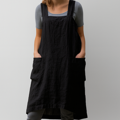 Women's apron dress - Adjustable fit, cross-back design and pockets