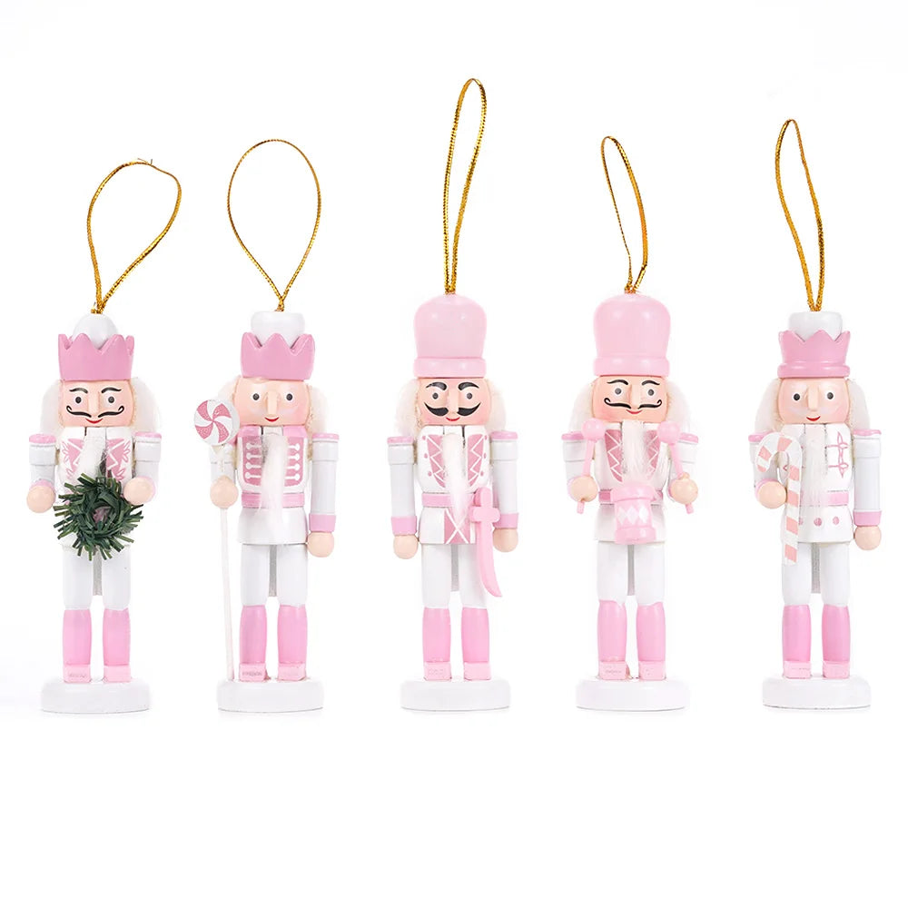 Christmas Nutcracker Soldiers Set of 5 Wooden Tree Ornaments