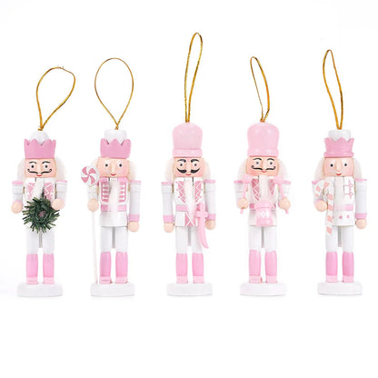Christmas Nutcracker Soldiers Set of 5 Wooden Tree Ornaments