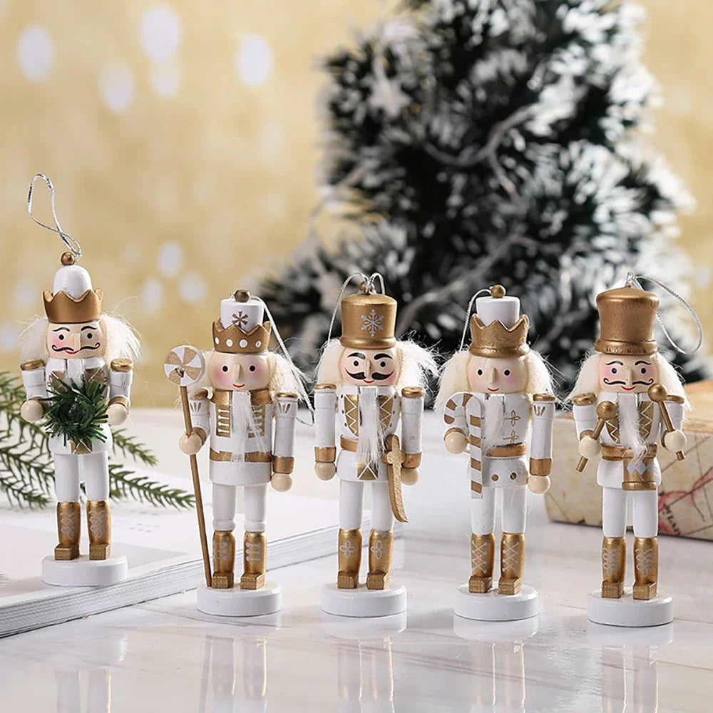 Christmas Nutcracker Soldiers Set of 5 Wooden Tree Ornaments