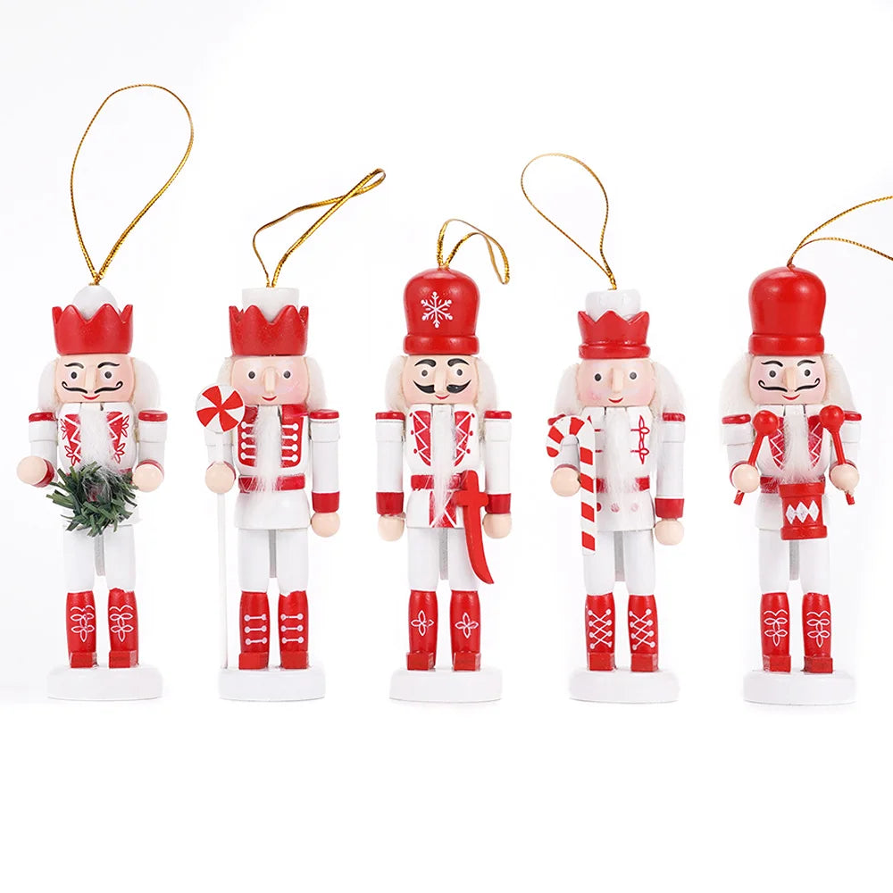 Christmas Nutcracker Soldiers Set of 5 Wooden Tree Ornaments