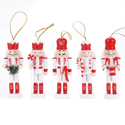 Christmas Nutcracker Soldiers Set of 5 Wooden Tree Ornaments