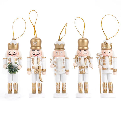Christmas Nutcracker Soldiers Set of 5 Wooden Tree Ornaments