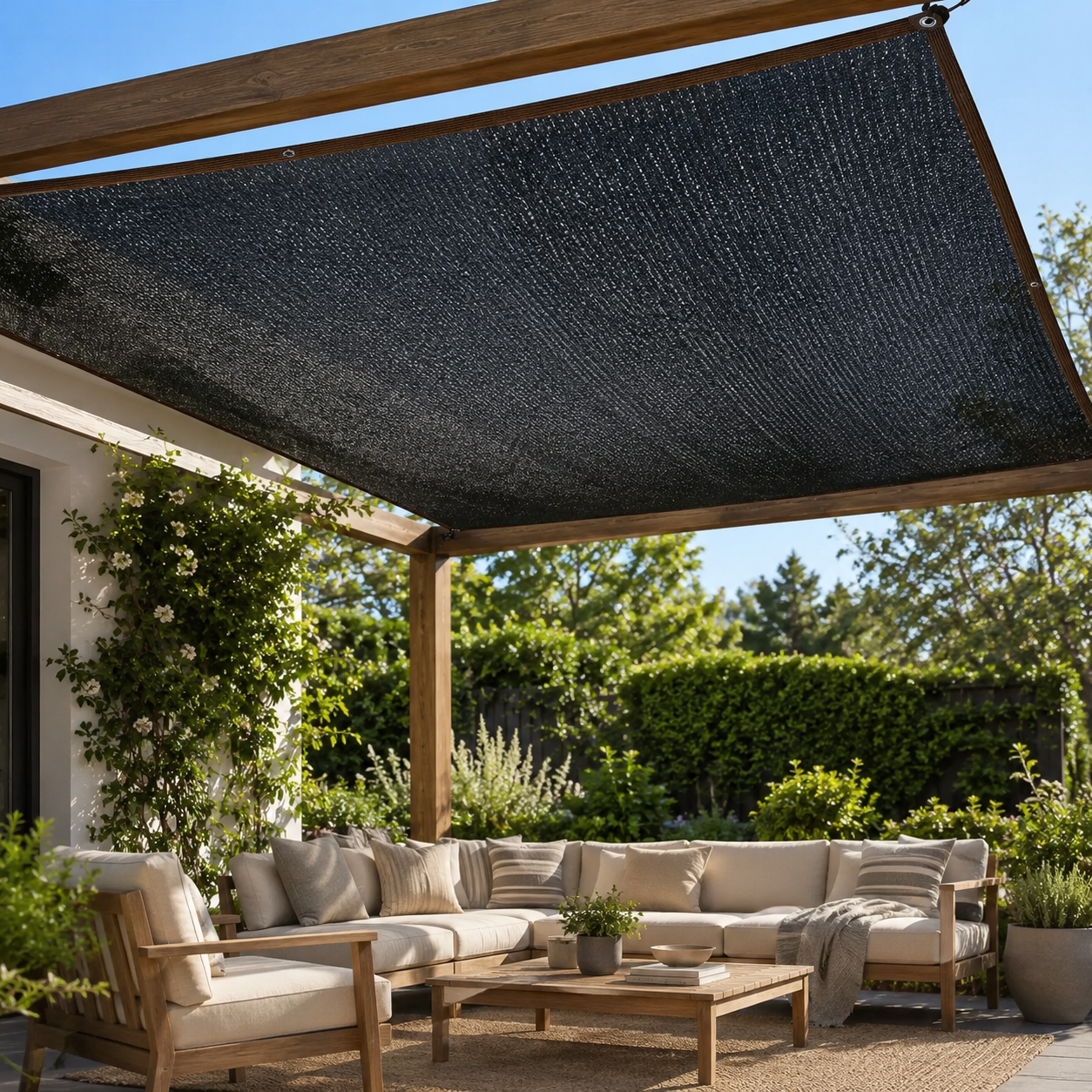 Elsie Heavy Duty Shade Cloth - Reinforced Taped Edges with Metal Grommets, Black