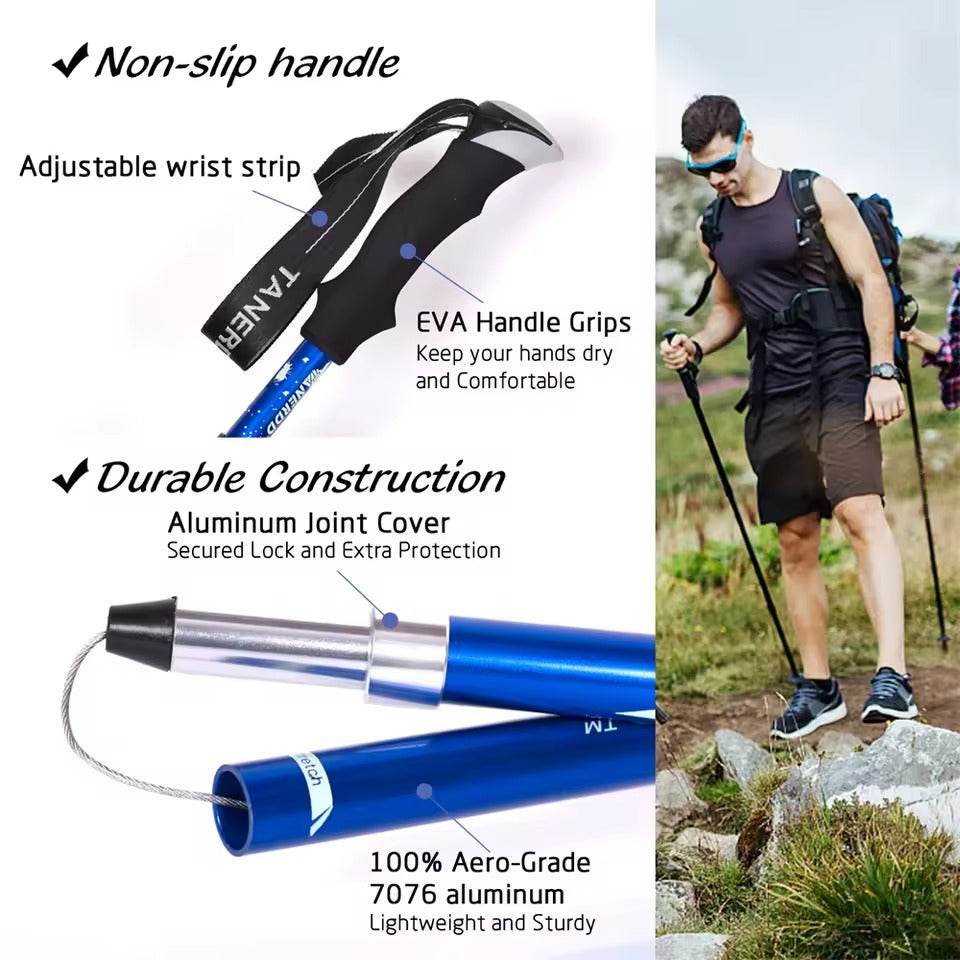Folding trekking pole - Adjustable hiking support for outdoor trails