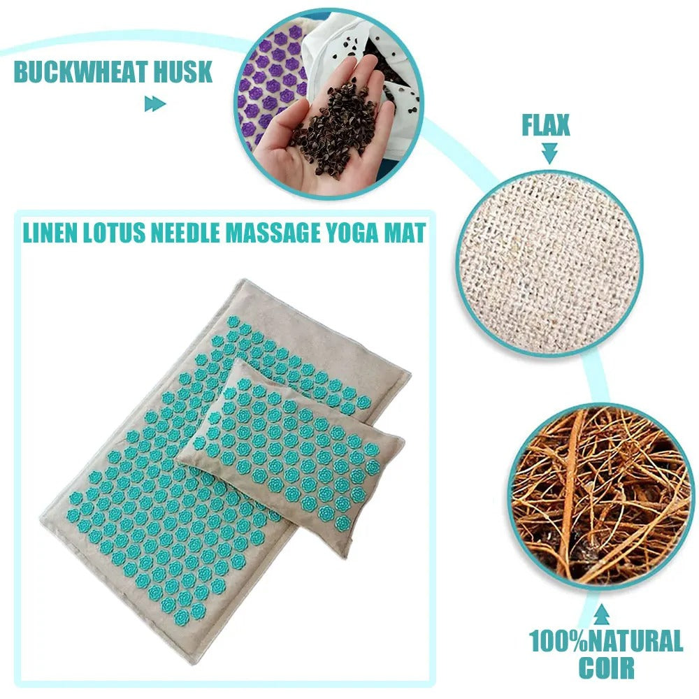 Acupressure relaxation mat with supportive pillow for everyday use