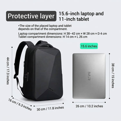 Smart expandable hard shell backpack with USB port for travel and work
