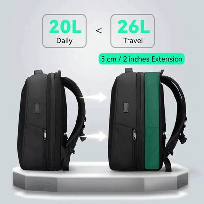 Smart expandable hard shell backpack with USB port for travel and work