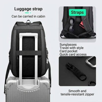 Smart expandable hard shell backpack with USB port for travel and work