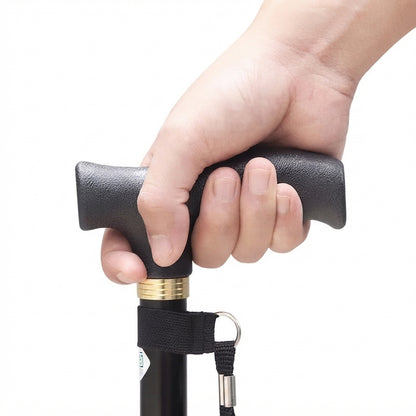 Adjustable folding walking stick - Telescopic support with ergonomic grip