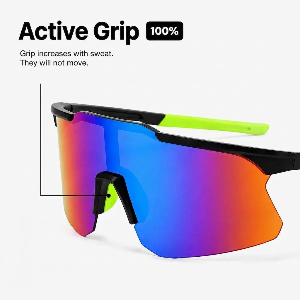 Polarised UV400 sports sunglasses with lightweight wraparound frame