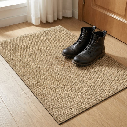 Plant fibre entrance mat with absorbent non-slip backing