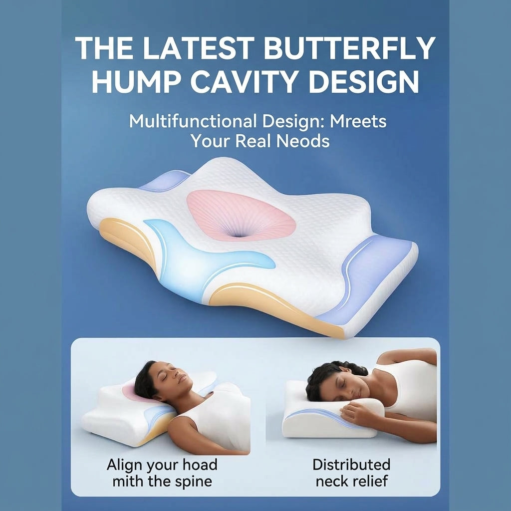 Ergonomic memory foam pillow for neck and shoulder support