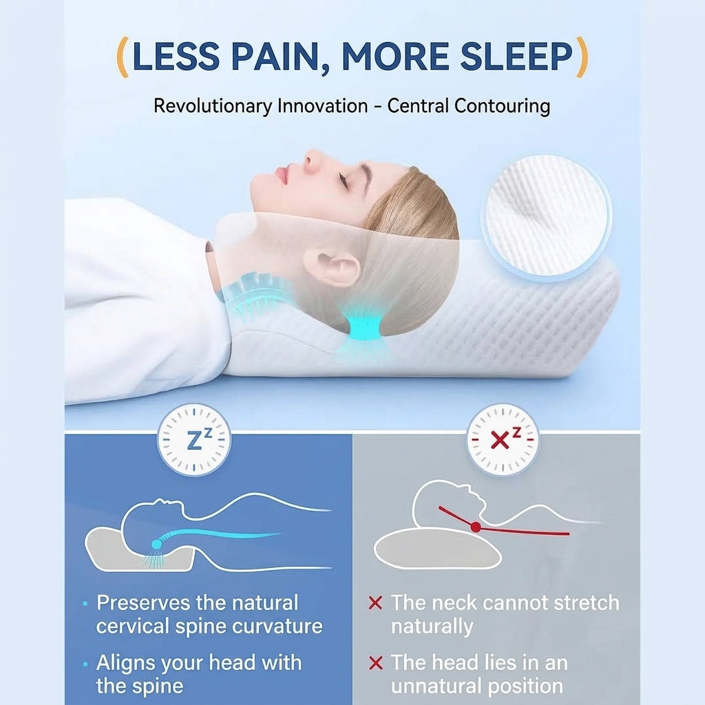 Ergonomic memory foam pillow for neck and shoulder support