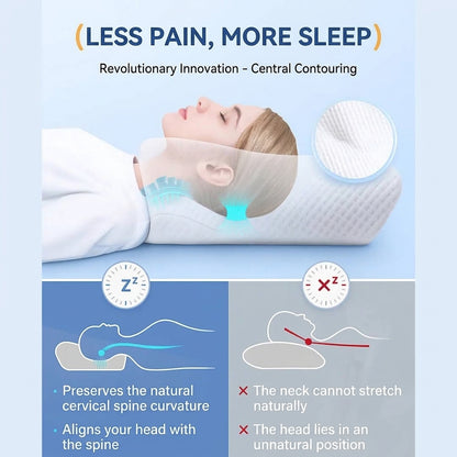 Ergonomic memory foam pillow for neck and shoulder support