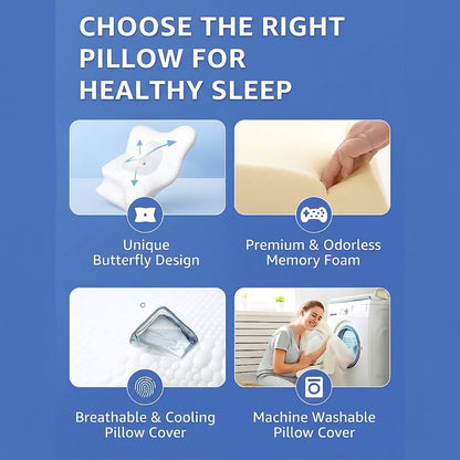 Ergonomic memory foam pillow for neck and shoulder support