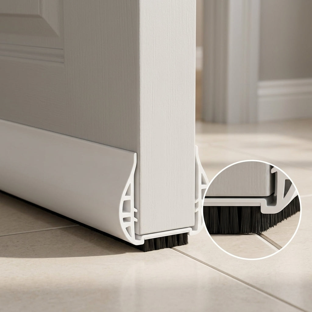 Under door draft stopper with windproof insulation for 3.5–5.5 cm thick doors