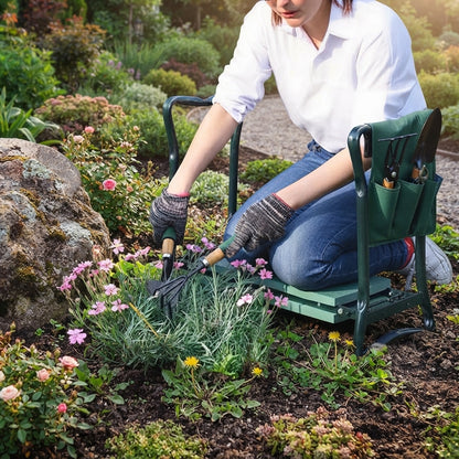 2-in-1 garden kneeler seat - Cushioned support with tool pockets