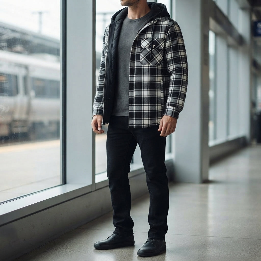 Men's hooded jacket - Front closure, casual fit and versatile everyday style