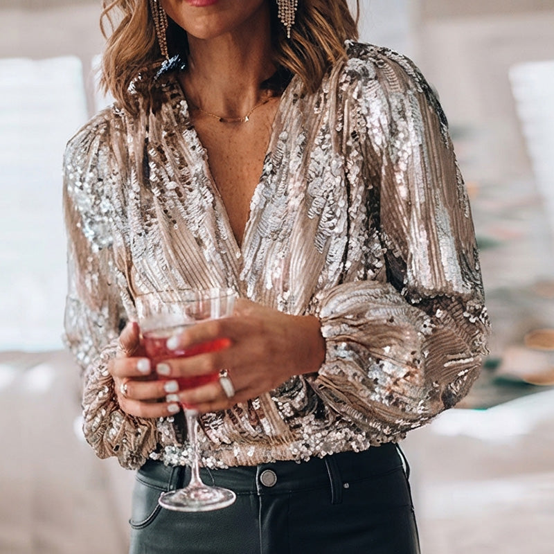 Women's silver blouse - Chic, versatile and party-ready